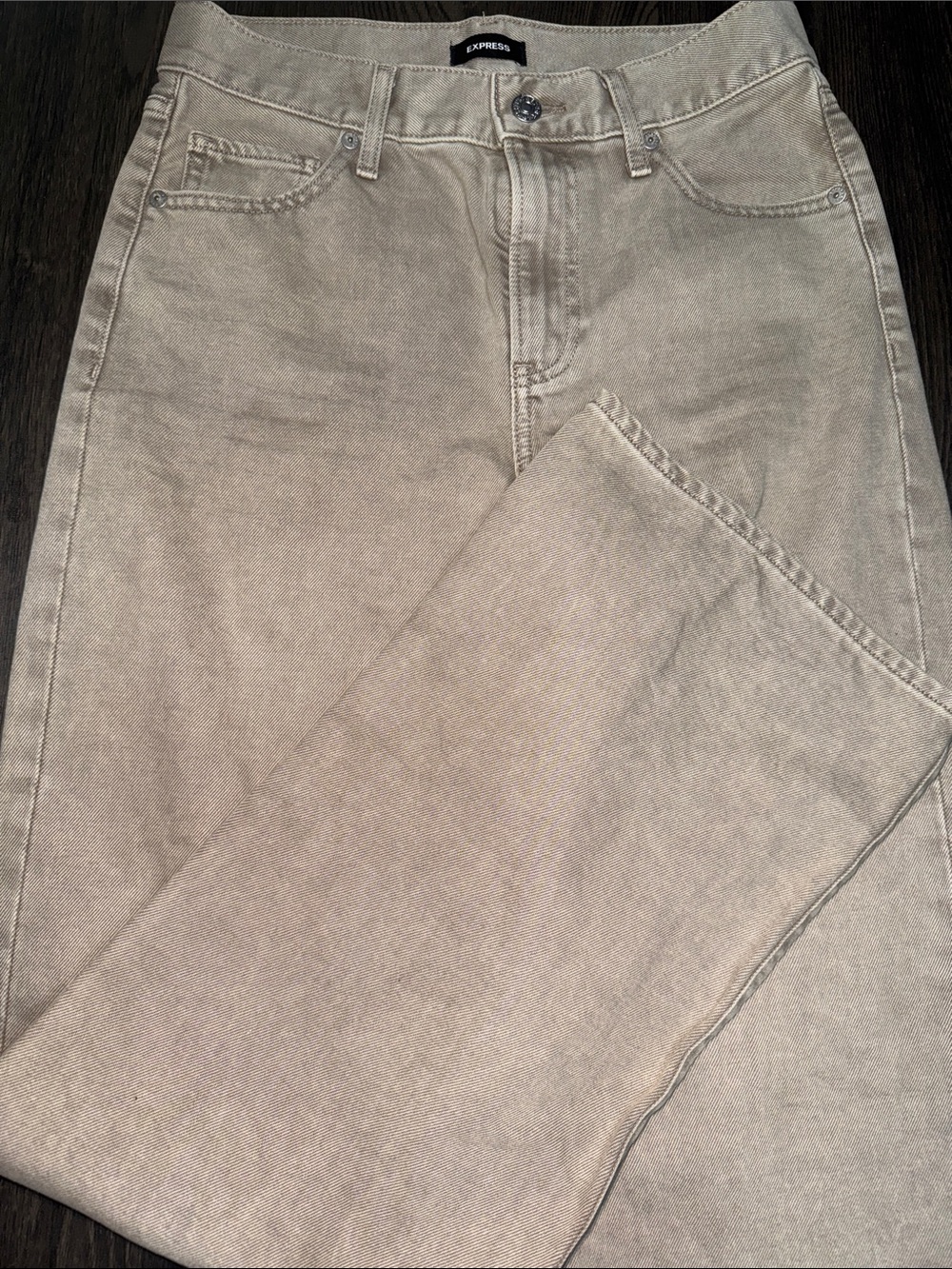 Express High-Rise wide Leg Jeans in Taupe